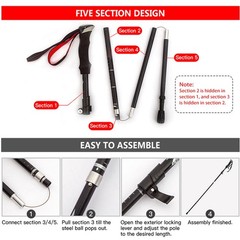 Lightweight Collapsible Trekking Five-fold Walking Stick For Pole Nordic Walking