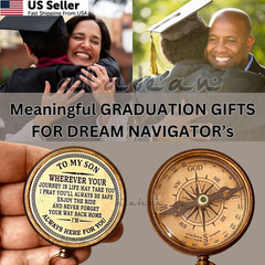 Gift for Son from Mom Dad | Engraved Compass 2″ – 2 inch(3100 lb.), Metallic
