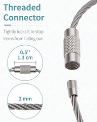 Pawfly 6 Inch Wire Keychain Cable Large Stainless Steel Key 10 Pack, Silver