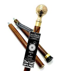 Globe Handle Solid Brass Stylish Hard Wood Foldable Walking Stick Vintage Walkin