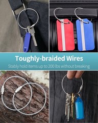 Pawfly 6 Inch Wire Keychain Cable Large Stainless Steel Key 10 Pack, Silver