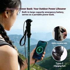 Folding Walking Stick Telescopic Adjustable Anti-slip Trekking Bluetooth Music