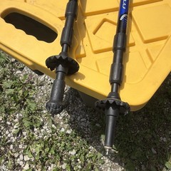 Pair Adjustable Trekking Poles Black Blue Foam Grip Wrist Straps