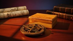 Antique Brass 4 Inch Sundial Compass Clock Wood Box Ship Replica Watch