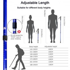 2X Trekking Poles Nordic Walking Sticks Adjustable Anti-shock Hiking Alpenstock