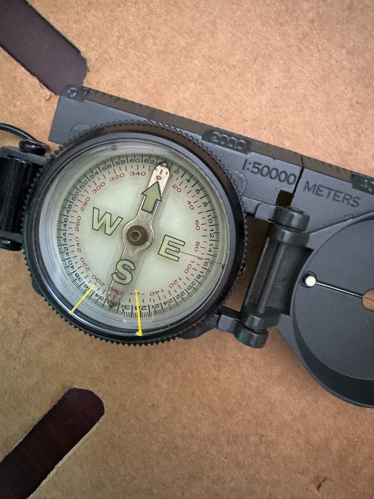 Vintage Military Lensatic Compass, Accurate Waterproof Scale 1:50000 Meters