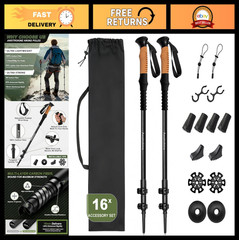 Ultra Strong Carbon Fiber Hiking Poles – Lightweight Trekking Sticks with Cork G