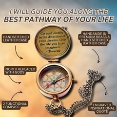 Thoreau’s Go Confidently Engraved Graduation Gift for him, Camping Compass wi…