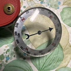 Vintage Japanese Pocket Compass Glass Transparent See Thru Two Sided Japan red
