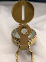 Gold Brass Style Lensatic Pocket Compass Japan Mid Century Hiking Gear Vintage
