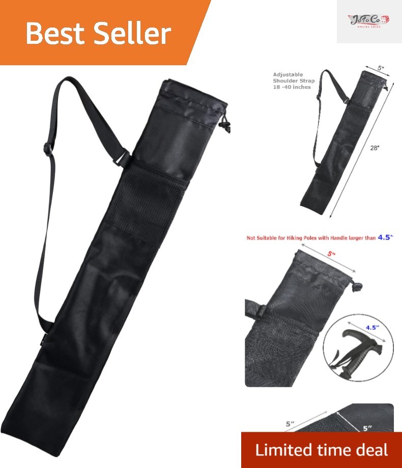Lightweight Trekking Poles Storage Bag with Mesh Pocket & Adjustable Strap