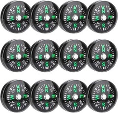 50 Pieces Mini Compass Small Button for Kids 20mm Bulk Hiking Liquid Filled Surv