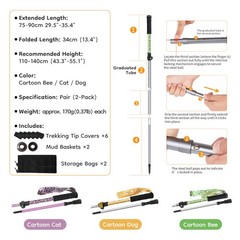 Collapsible Trekking Poles,2 Pack 7075 Aluminum Foldable Lightweight Professi…