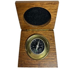 Compass Bank Brass Paperweight Desk Compass Wood Box Gift