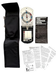 Vintage 1983 Brunton 8040G Elite Mirrored Sighting Compass USA Made w/ Pouch