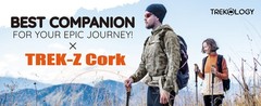 Trek-Z Cork Grip Trekking Poles – Lightweight Folding Hiking Poles, Adjustable