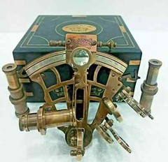 Antique Sextant Nautical Brass Astrolabe Working Marine Vintage Box