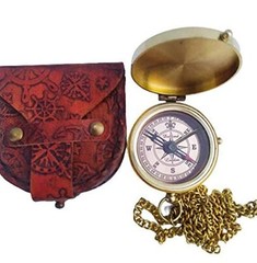 Shiny Brass Compass With Leather Case Gift To My Son Nautical Gift For Son From