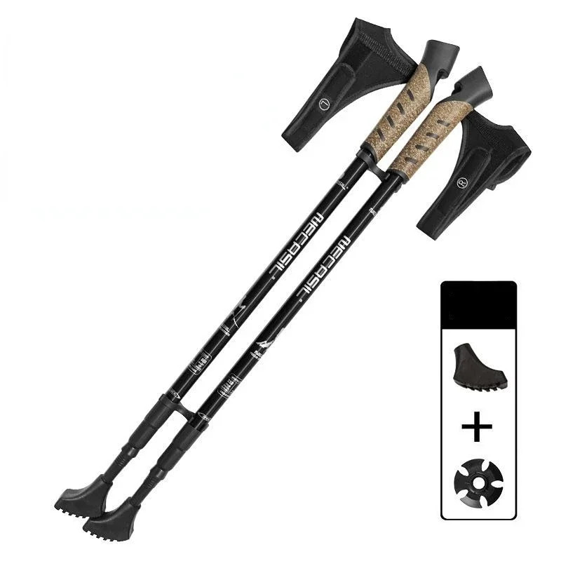 2PCS Nordic Walking Poles Trek Pole Telescopic Alpenstock 7075 Aluminum Alloy Sh