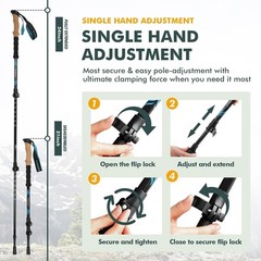 TPC 100% Carbon Fiber Hiking Poles, Telescopic Retractable Nordic Trekking