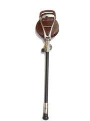 Leather Hunt, Shoot, Fish, Golf Walking Seat Stick With Spike & Rubber Ferrule