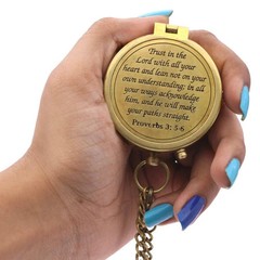 Trust in The Lord Proverbs 3 5-6 Solid Brass Directional Engraved Compass Bap…