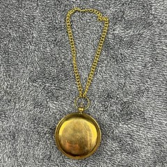 Vintage Brass Pocket Compass Hunter Case Flip Top Gold Tone Chain Navigation