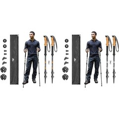 Lightweight Adjustable Aluminum Trekking Poles Cork Grip Carbide Tips 26-54in US