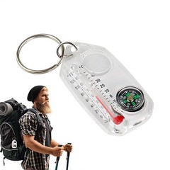 Glow-in-the-Dark Zipper Pull Compass & Thermometer Camping Survival Hanger Ring