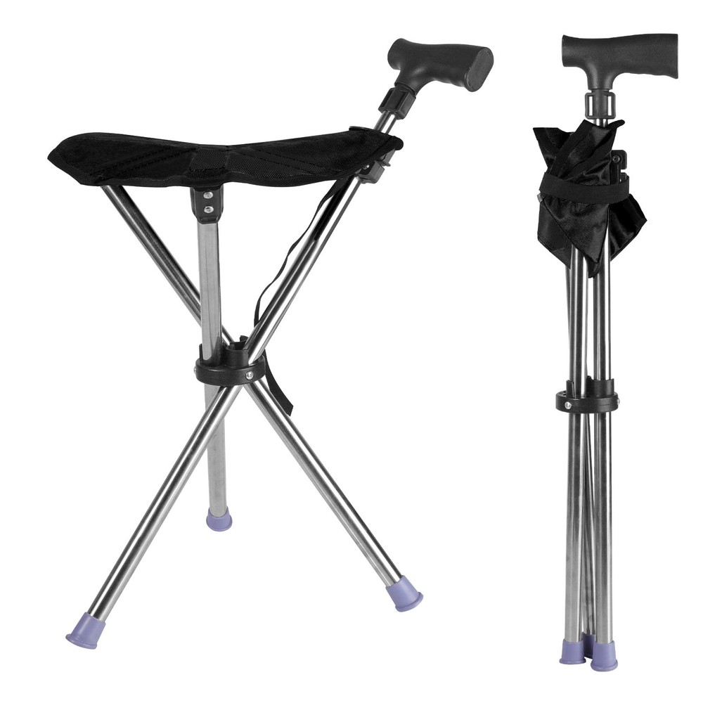 Portable Trekking Hiking Pole Folding Cane Seat Walking Stick Chair