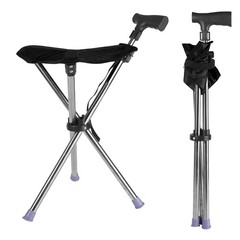 Portable Trekking Hiking Pole Folding Cane Seat Walking Stick Chair