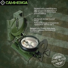 Cammenga Model 3H Tritium Lensatic Compass Olive Drab US Army Issue Pouch..