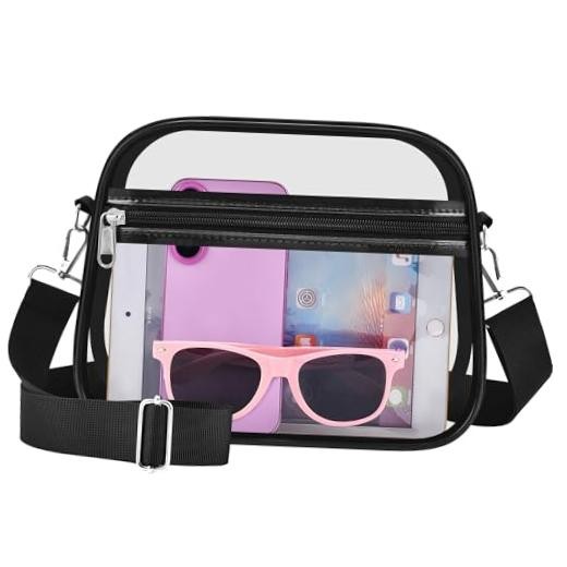 Clear Bag for Stadium Events Clear Purse Stadium Bag Satchel Large Black