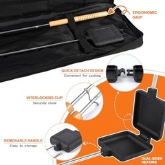 2-Pack Outdoor Camping Pie Irons with Heat-Resistant Handles & Storage Bag – Eas