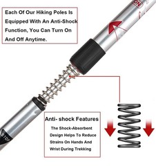 2 Pack Lightweight Anti Shock Hiking Trekking Poles Adjustable Walking Pin
