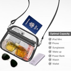 Clear Bag for Stadium Events Clear Sports Fan Handbags Medium Charcoal Gray