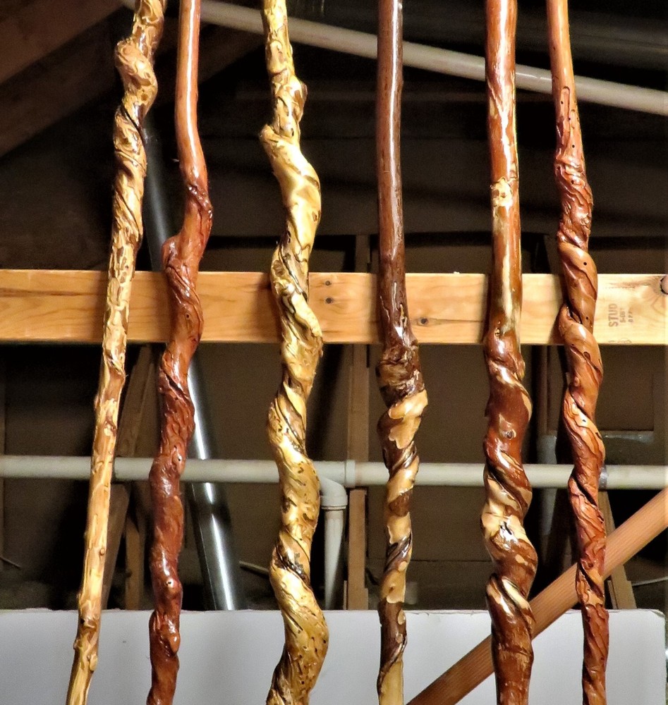 Vine Curled Worm Worked Walking Sticks (Ebay)