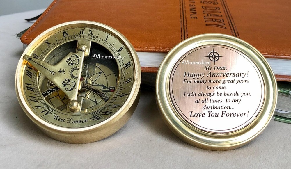 Brass Nautical Antique Brass and Copper Sundial Compass Clock Gift decor Item