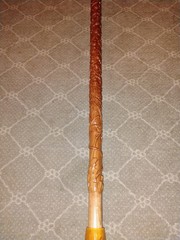 Carved Brown Wooden walking cane. 36″ Ergonomic Contoured Grip Rubber Tip