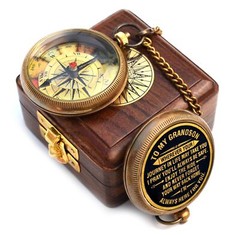Gift for Grandson Brass Compass Engraved Quote | Memory Present to My Grandson
