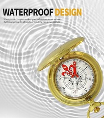 Compass Golden Heirloom Quality Scout Gift for Hiking Camping Navigation Explore