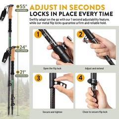 Lightweight Carbon Fiber Trekking Poles – Collapsible Hiking Sticks with Cork Gr