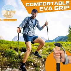 COVACURE Walking Sticks – Trekking 120 centimeters, Gray Long (110-130CM)