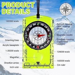 Acrylic Orienteering Compass for Hiking, Backpacking, Map Reading & Navigation