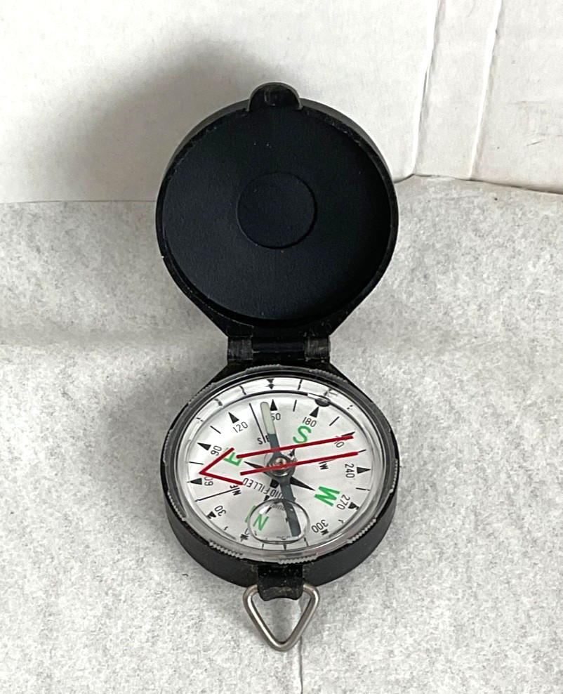 Liquid Filled Pocket Compass with Plastic Case & Arrow Dial Made in Japan