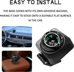 Upgraded Car Compass,2.6X2.2X2.1 Car Compass Dashboard with Adjustable Angle, Po