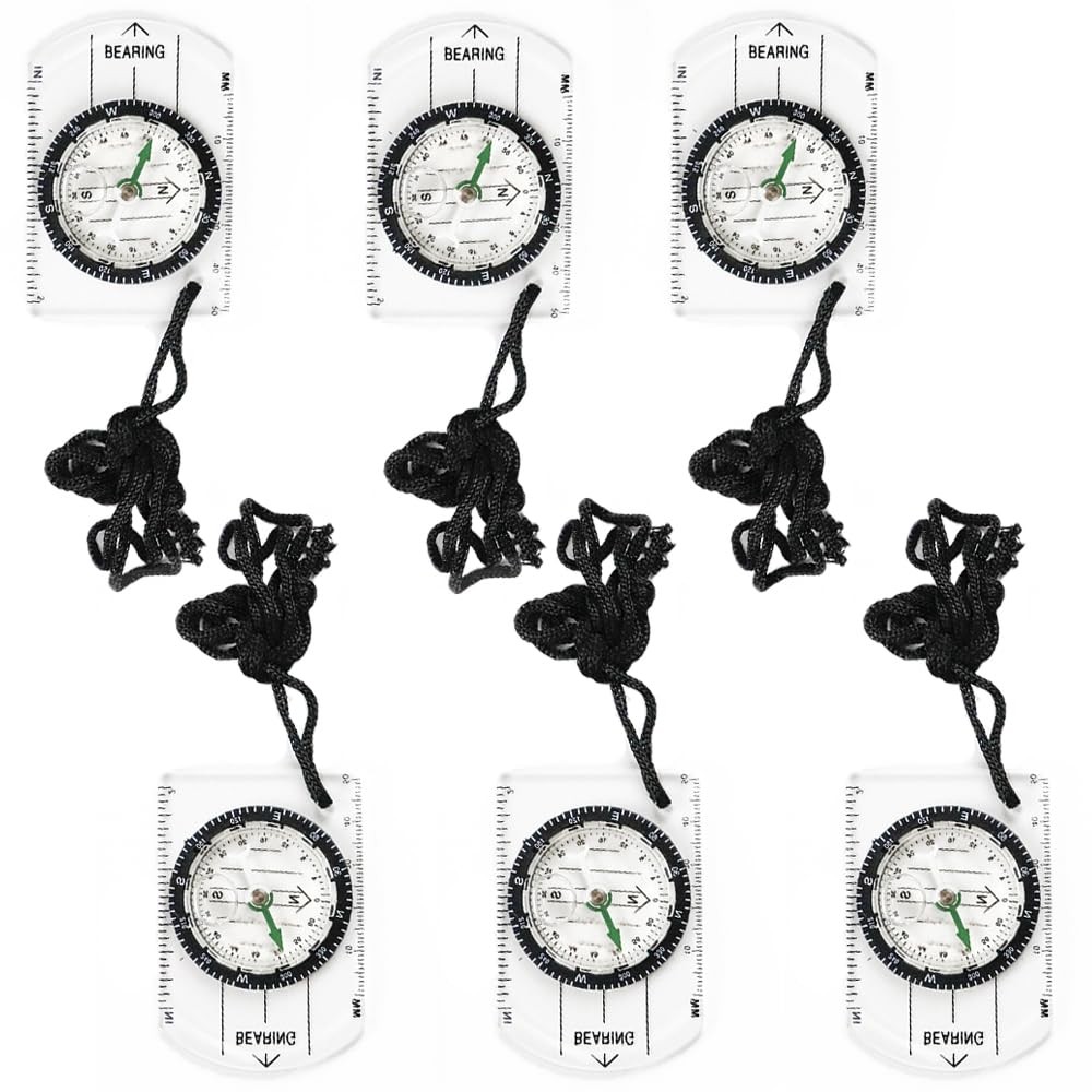 6 Pack Orientation Compass, Hiking Backpack Scout Compass Outdoor Waterproof…