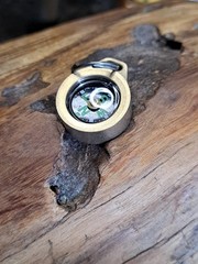 Mini EDC Minimalist Brass Keychain Compass w/Titanium Keyring
