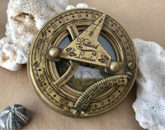 Antique Brown Dolland London Sundial Compass Navigation Instrument Gift Item