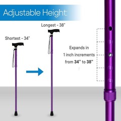 Lightweight Adjustable Folding Cane – Collapsible Walking Stick – 34″ to 38″